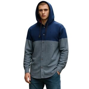 Tackma Seek No Approval Hooded Button Down Size Medium ColorBlock